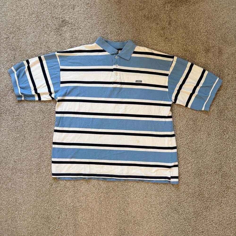 2000s Avirex Men's Short Sleeve Striped Polo Shirt